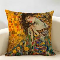 GGustav Klimt Oil Art Cushion Cover Natural Linen Organic Fabric DoubleSided Printing Room Sofa Decor Pillow Case 30cmx30cm(12x12Inch) black