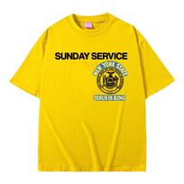 Rapper Kanye West Sunday Service Jesus Is King Graphic Print Men's Hip‑Hop Loose Fit Short‑Sleeve T-shirt S yellow