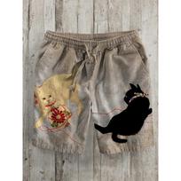 Japanese Style Vintage Shorts Women Manga Cartoon Sports Shorts 3XL gray
