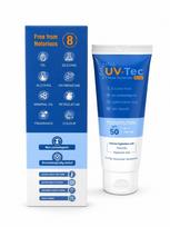 UV-Tec Snow Sunscreen Acne SPF 50+ PA+++ | Broad Spectrum UVA/UVB Protection | Lightweight & Non-Greasy Sunscreen for All Skin Types | Prevents Tan blue
