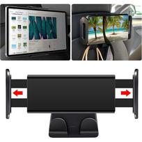 Skirta Tesla Model 3/Y Galinės sėdynės telefono laikiklis su 2 kabliukais 360° besisukantis stovas Automobilinis galvos atramos laikiklis Planšetiniam kompiuteriui iPad Mini palaikyti black