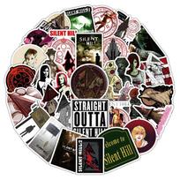 50Pcs Silent Hill Stickers Suspense Horror Movies Cartoon Sticker Waterproof Decoration Fridge Laptop Guitar Graffiti Toys Gifts gray