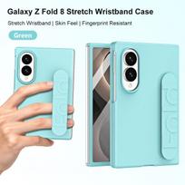Luxury Soft Silicone Wrist Strap Bracket Phone Case for Samsung Galaxy Z Fold 8 Wide Phone Cases Ultra Thin Matte Hard Cover For Z Fold 8Wide žalia