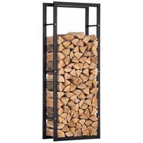 Metalinis malkų laikiklis Aukštas malkų stovas Vidaus lauko židiniui Medienos laikymo lentyna, Juodas, 60Px25Gx150A cm 60 x 25 x 150 cm juoda