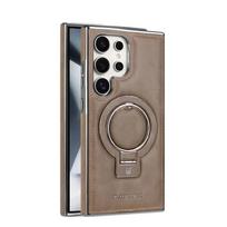 Magnetinis belaidis įkrovimas S24Ultra telefono dėklas Samsung Galaxy S23 S24 S25 Ultra 5G su besisukančiu laikikliu odinis apsauginis dangtelis For Galaxy S23 Ultra gray
