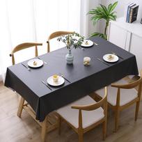 Sustiprintas Vienspalvis Vandeniui Atsparus Neplaunamas PVC Staltiesė Stalo Kilimėlis Stačiakampė Staltiesė Namų Dekoras 90*90cm juoda