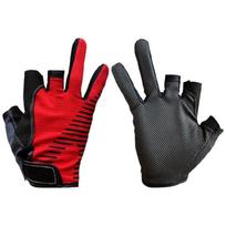 3 Fingers Cut Waterproofs Sports Gloves Breathable Quick Drying Nonslip Fishing Gloves 3 Fingerless Fishing Gloves raudona