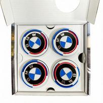 4 vnt. 56/68 mm plaukiojančių ratlankių centrinių dangtelių BMW 50-mečio jubiliejui – tinka E39 E46 E60 F10 F30 G20 X3 X5 (Automobilių stebulių priedai) (as the picture,4pcs 68mm)