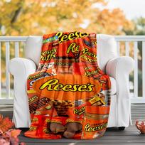 Reese‘S Peanut Flannel Blanket Soft All-Season Throw, Design for Camping, Car Travel, Hiking Sofa, Bed, Office Perfect Gift for Parties 80cmx120cm red