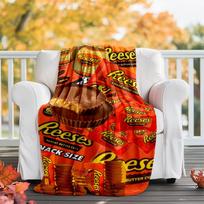 Reese‘S Peanut Flannel Blanket Soft All-Season Throw, Design for Camping, Car Travel, Hiking Sofa, Bed, Office Perfect Gift for Parties 80cmx120cm