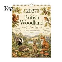 Appointment Tracker 2027 British Woodland Calendar, 12 Month Hanging Planner, Thick Home Office Decor Paper Desk Calendar for And Daily Scheduling A beige