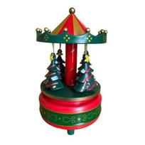 Carousel Music Box Turn Horse Shaped Music Box with 4 Xmas Tree Musical Carousel Plays Merry Christmas for Holiday Birthday Gifts E brown