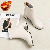 Moteriški ankle boots Smėlio spalvos botai Elegantiški moteriški trumpi batai Žiema 2024 Su akcija Naujiena Didelio dydžio Šilti batai Pavasaris Karšta 39 beige