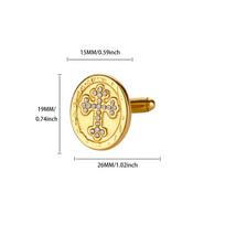 Vintage elegant cross k gold-plated stainless steel micro-inlaid zircon cufflinks shirt clothes cufflinks decorative accessories 18K beige