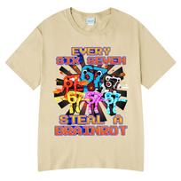 Every 67 Six Seven Steal A Brainrot Meme T Shirts Unisexs Women Clothing Fashion Cotton Casual Short Sleeve Tshirts Streetwear 2XL beige