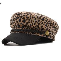 Vintage leopard print Berets for Women Fashion y2k Flat Army Cap Salior Hat One Size brown