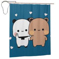 Peach And Goma Bubu Dudu Balloon Shower Curtain Bathroom Polyester Waterproof Bath Curtains With Hooks W60H190(CM)-1 Pcs beige