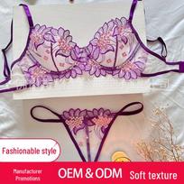 Ultra-Thin Lace Lingerie Set: Sexy & Supportive for Larger Busts L šviesiai mėlyna spalva