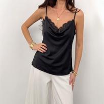 New Lace V-neck Halter-style Sleeveless Pure Erotic-style Bandeau Top XXL juoda