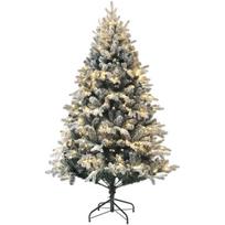 Dirbtinė Kalėdų eglutė, 180 cm, su LED lemputėmis, padengta sniegu, antipireninė, metalinė, Žalia