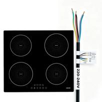 VEVOR Indukcinė kaitlentė 60 cm 4 degikliai Įmontuojama elektrinė viryklė 220V 7000W, Mažos galios nuolatinis kaitinimas, Indukcinis degiklis, su 9 galios lygiais 59 x 52 x 5.5 cm