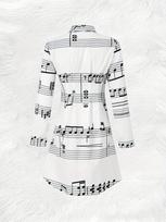 Moteriška marškininė suknelė su muzikos natų spaudiniu, atverčiama apykakle, sagomis, laisva, kasdienė, gatvės stiliaus, atostogų 3XL gray
