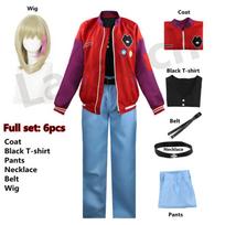 Anime Wonder Egg Priority Rika Kawai Cosplay Costume Full Set With Wig, Casual Jacket Outfit for Halloween Party L&Wonder Egg Priority red