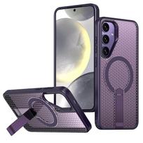 Armor Heat Dissipation Hide Bracket Magnetic Case For Samsung Galaxy M56 F56 A56 A36 A26 A16 A06 A14 X Cover7 Pro Cover Galaxy F56 violetinė