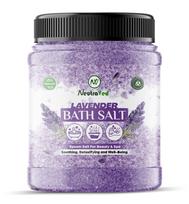 NeutraVed Lavender Bath Salt 500gm | Epsom Salt for Foot Soak, Bath | Relives Aches & Pain | Enriched with Lavender Essential Oil - 500gm gray