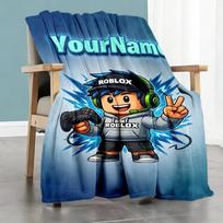 Roblox 266 Personalized Text Blanket Gift Customizable Blanket Comfortable for Living Room Bedding Sofa Couch for All Occasions 80cmx120cm black