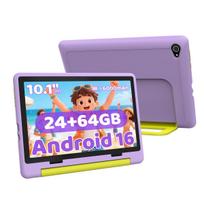Android 16 Kids Tablet, 10.1 Inch, 24GB RAM+64GB ROM, Protective Case With Stand purple
