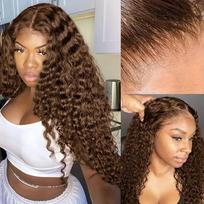 Lace Front Wig With Tight Curls Full Cap Synthetic Hairpiece Women Natural Look Long Curly 28in šviesiai rudos spalvos