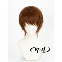 ND Light Yagami Cosplay Perukas Anime Death Note Cosplay Šviesiai rudų Plaukų Helovino Tematikos Kostiumui Aukštos Kokybės Kanekalon Plaukai One Size brown