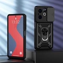 KEYSION Shockproof Armor Case for TECNO Pop 8 Slide Camera Protection Ring Stand Phone Back Cover for Tecno Spark Go 2024 20 20C for Spark 20C juoda