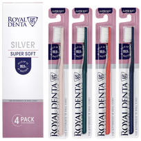 ROYAL DENTA Silver Super Soft dantų šepetėlis – 4 vnt.