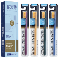 ROYAL DENTA Gold vidutinio kietumo dantų šepetėlis, 4 vnt.