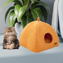 Cat Bed, Kitten House,Cat Shelter Comfortable Hideout,Winter Dog Nest Tent for Indoor Cats Small orange