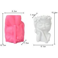 Silikoninė forma 3D Miela mergaitė Gėlių vazono forma DIY Rankų darbo amatai Gipsas Žvakė Krištolas Epoksidinės dervos forma namų dekoracijoms white