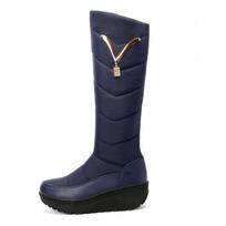 Warm Fur Plush Down Snow Boots Winter Shoes Women Mother Platform Waterproof Fashion Casual Knee High Boots Size 44 Comfortable 44 mėlyna