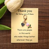 Thank You Tulip Keychain Pendant - Encouragement Card & Bag Charm mėlyna