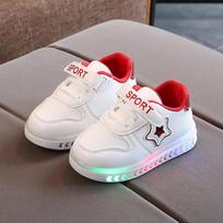 LED sportbačiai vaikiški sportbačiai rudeniui mergaitėms šviečiantys batai minkštas padas berniukui kasdieniai batai neslystantys riedlenčių batai vaikiškas batas zapatos niña 21-insole13cm raudona