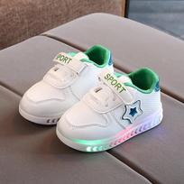 LED sportbačiai vaikiški sportbačiai rudeniui mergaitėms šviečiantys batai minkštas padas berniukui kasdieniai batai neslystantys riedlenčių batai vaikiškas batas zapatos niña 25-insole15cm žalia