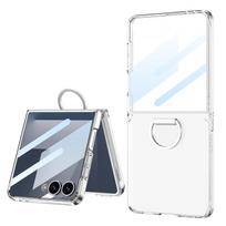 Suitable for Samsung Z Flip7 Mobile Phone Case D buckle Ring Bracket Case Film Ultra Thin Protective Cover SM-Flip7 white