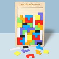 Kids Tetris Hand Grab Default Wooden Fun Cognitive Wooden Numbers Puzzle Plane Puzzle blue