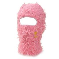 Men Fringes Beanie Warm Balaclava Hat Women Y2k Beanie Hat Slouchy Beanie rožinė