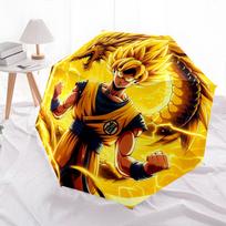 Son Goku  pattern, automatic folding umbrella, portable and foldable design, 8 ribs, a Christmas or birthday gift. black