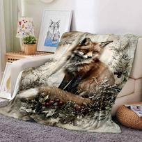 1 vnt. lapės vardinė antklodė, lengvas flanelės pledas sofai, lovai, kelionėms, stovyklavimui, svetainei, biurui, sofai, foteliui 80cmx120cm gray