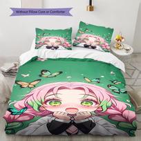 Demon Slayer Pattern Bedding,Quilt Set Quilt Cover Pillowcase Home Birthday Gift (1 * duvet cover + 2 * pillowcase, without core) 135x200cm blue