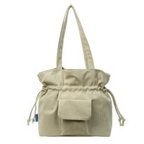 Fashion velvet simple shoulder bag women's ins versatile drawstring design handbag Korean version of foreign style student armpit bag one size fits all žalia