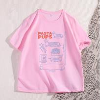 Pasta Pups Marškinėliai Moterims Unisex Juokingi taksų marškinėliai Italijos maisto mėgėjams Trumparankoviai marškinėliai Laisvalaikio apvalia kaklo iškirpte trumparankoviai drabužiai M pink
